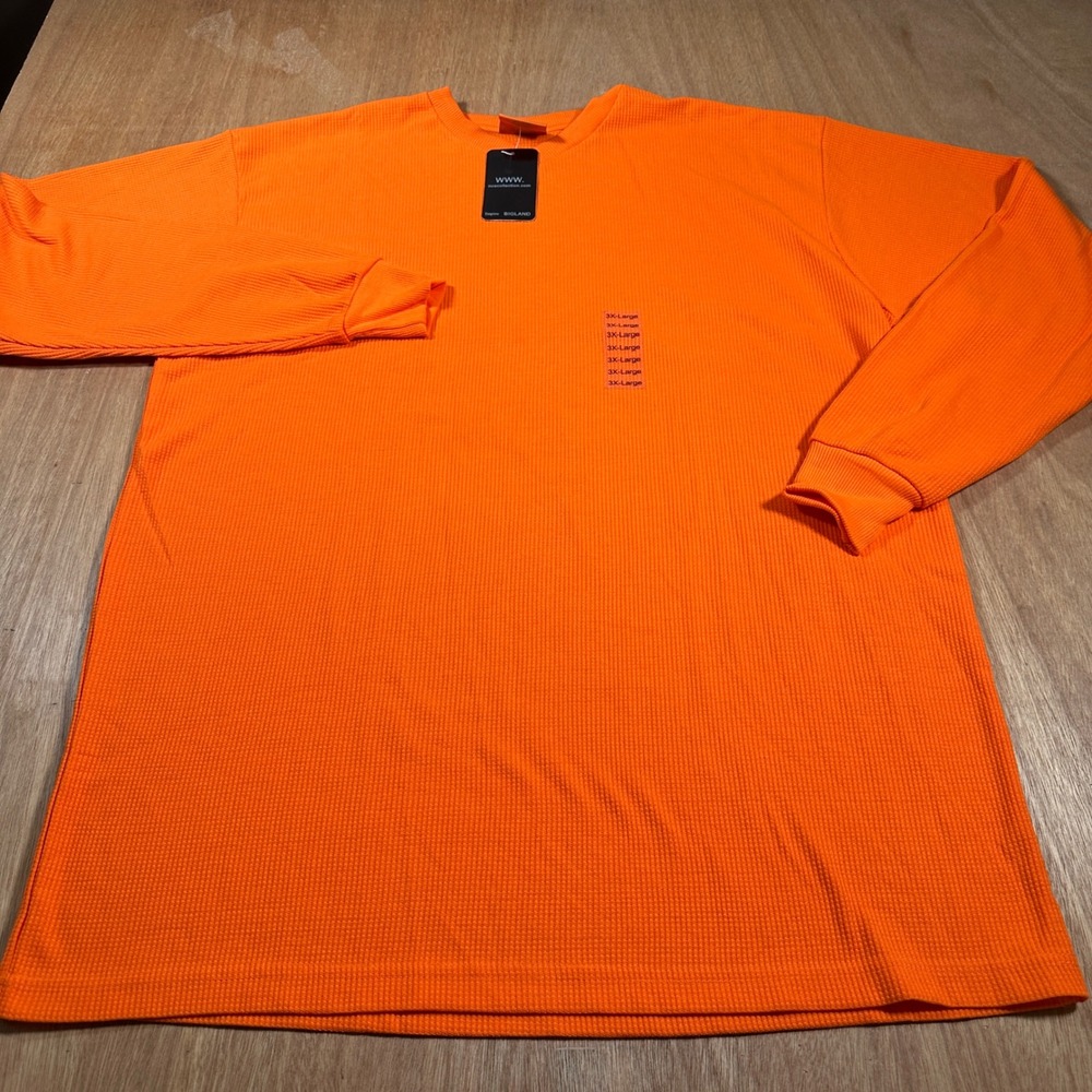 Empire Bigland Waffle Knit Thermal Shirt Mens 3XL Orange Long Sleeve Crew Neck